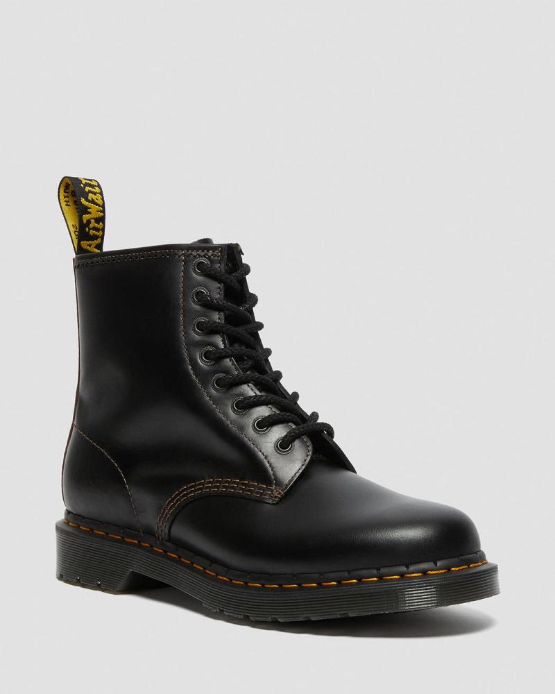 Dr Martens 1460 Men\'s Abruzzo Leren Veterlaarzen Heren Zwart Bruin | NL 291ILH